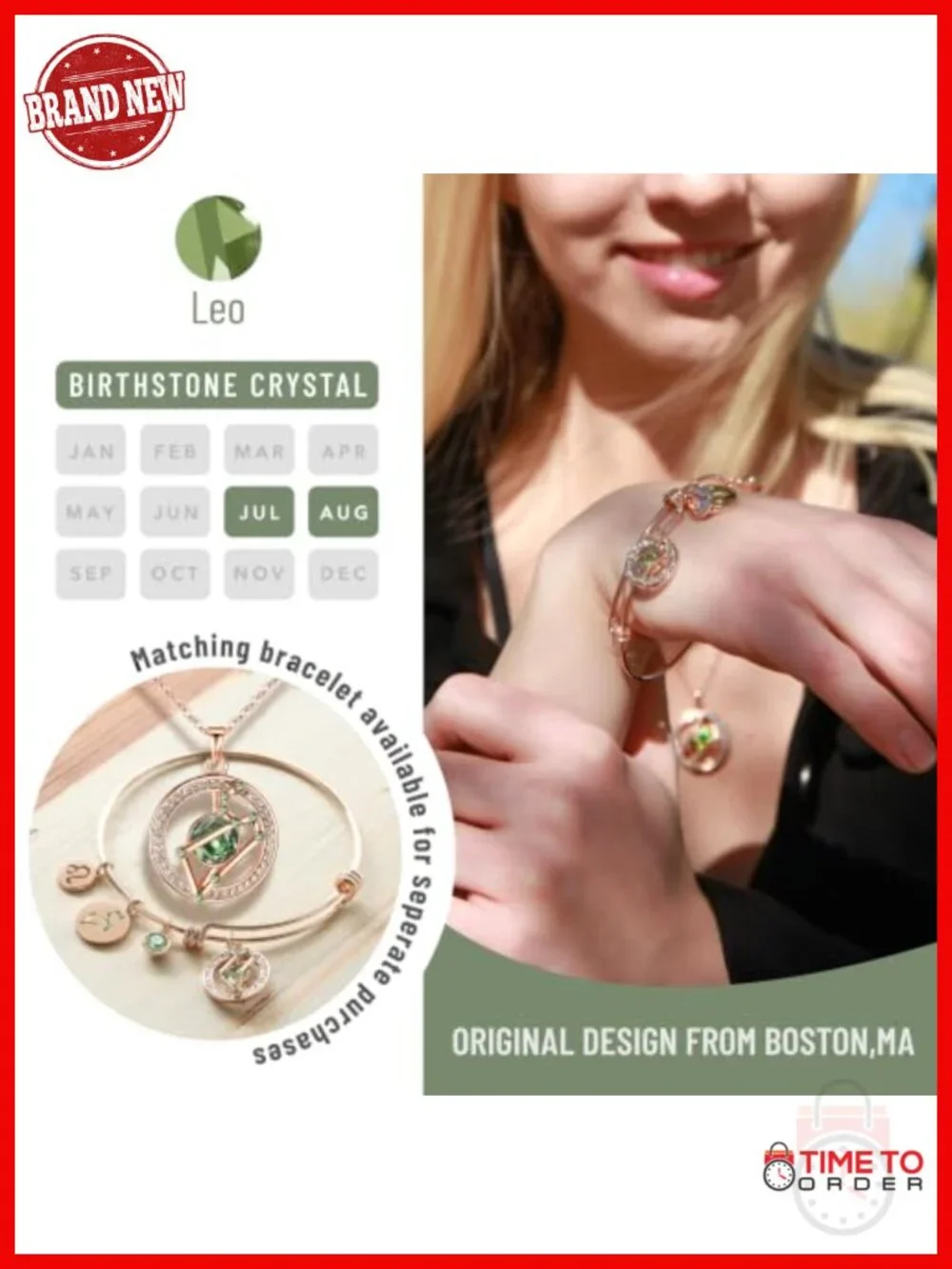 Premium Crystal Zodiac Pendant Necklace Rose Gold Plated 18